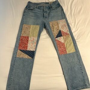 Levi's Women's Blue Jeans with Multicolor Patchwork